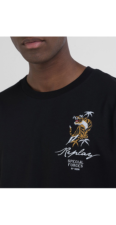 コットンジャージー タイガーグラフィックプリントTシャツ 詳細画像